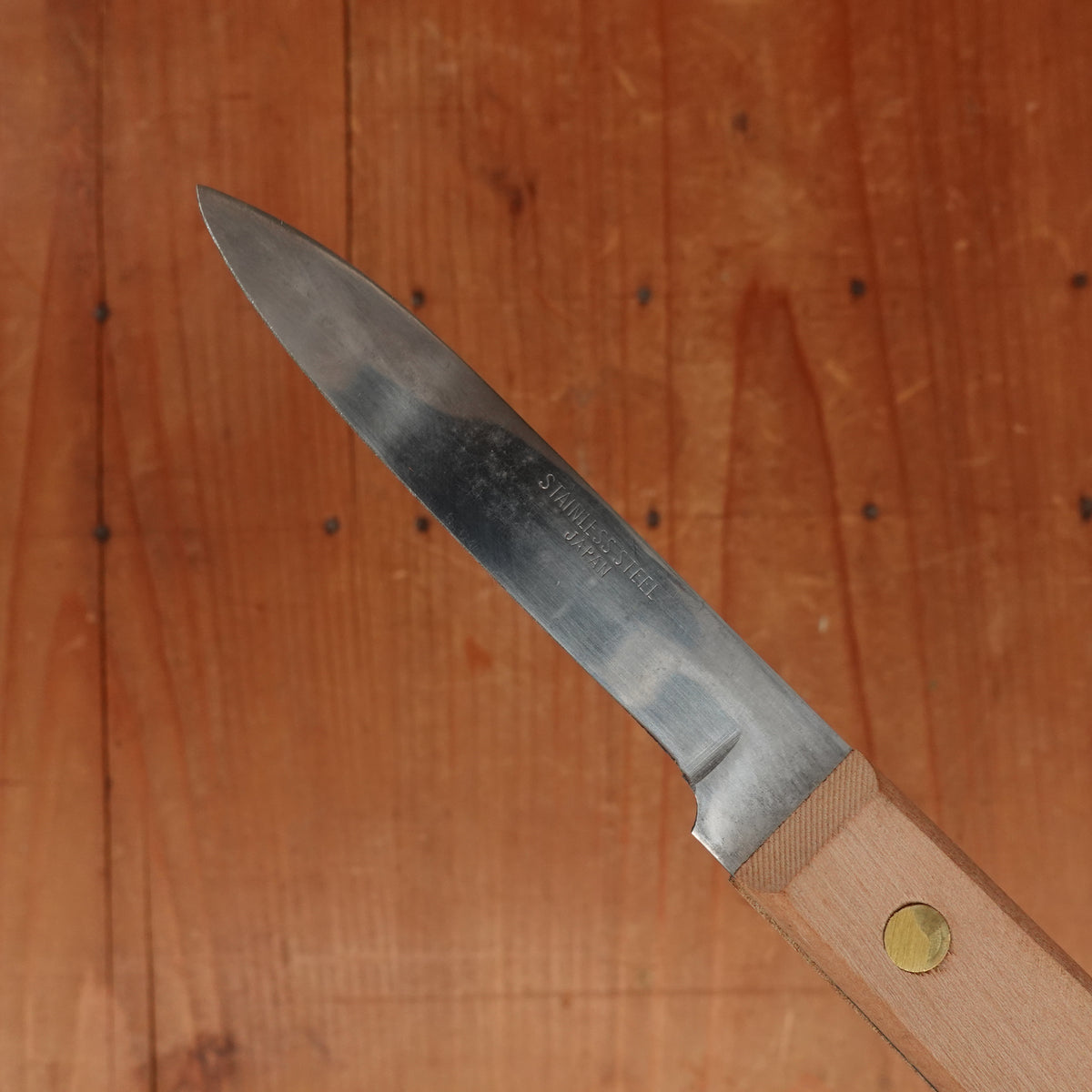 New Old Stock 3.25" Paring Knife Stainless Beechwood Japan 1960-80