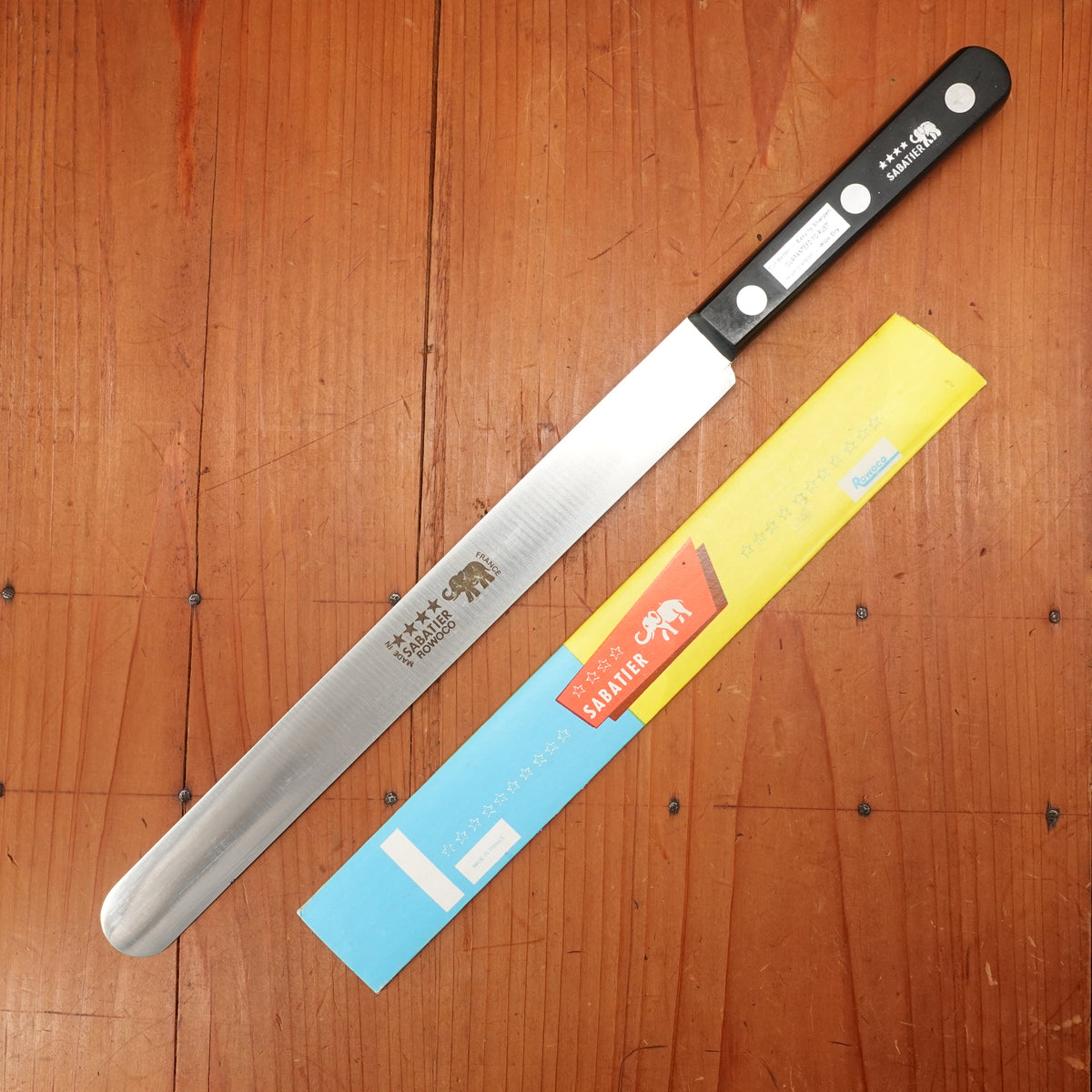 New Old Stock Thiers Issard Sabatier 4 Star Elephant 9.5" Round Tip Slicer Carbon France ~1970