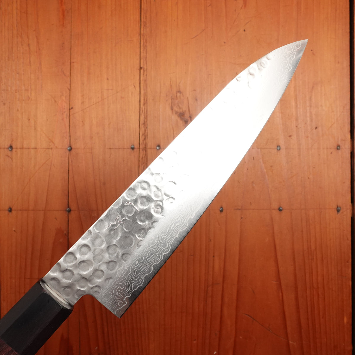 Hitohira HG 180mm Gyuto Stainless Tsuchime Damascus Rosewood Handle