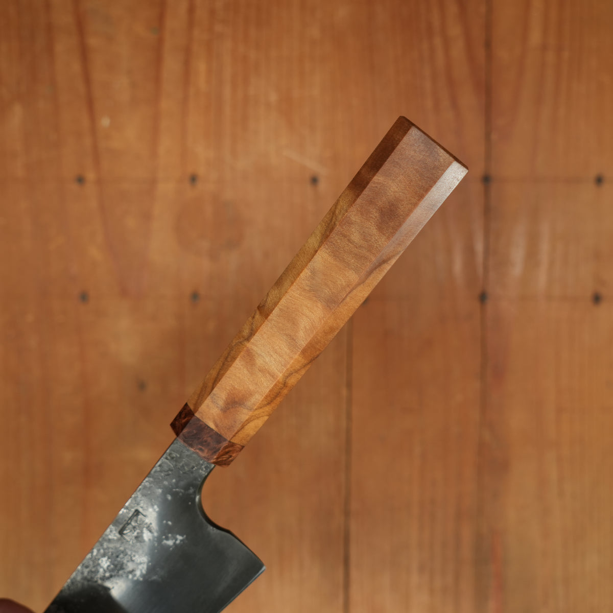 Rolin Knives Compound 205mm Gyuto 52100 Carbon Curly and Burl Redwood