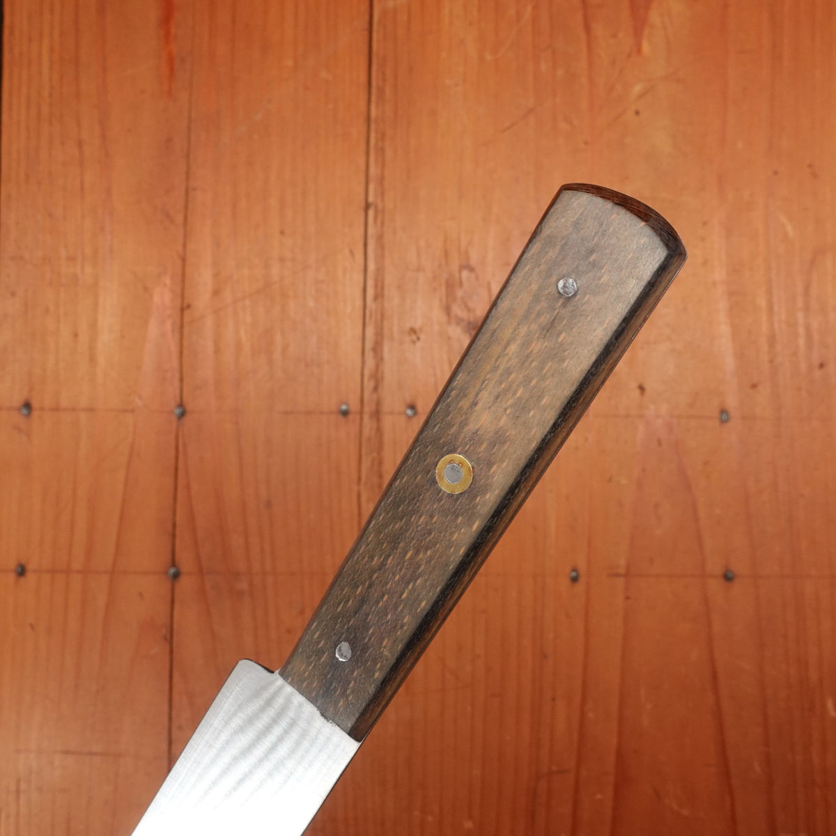 New Old Stock Au Nain 8" Bullnose Carbon Steel Brass Rosette Beechwood St. Remy, Thiers, France 1950-60