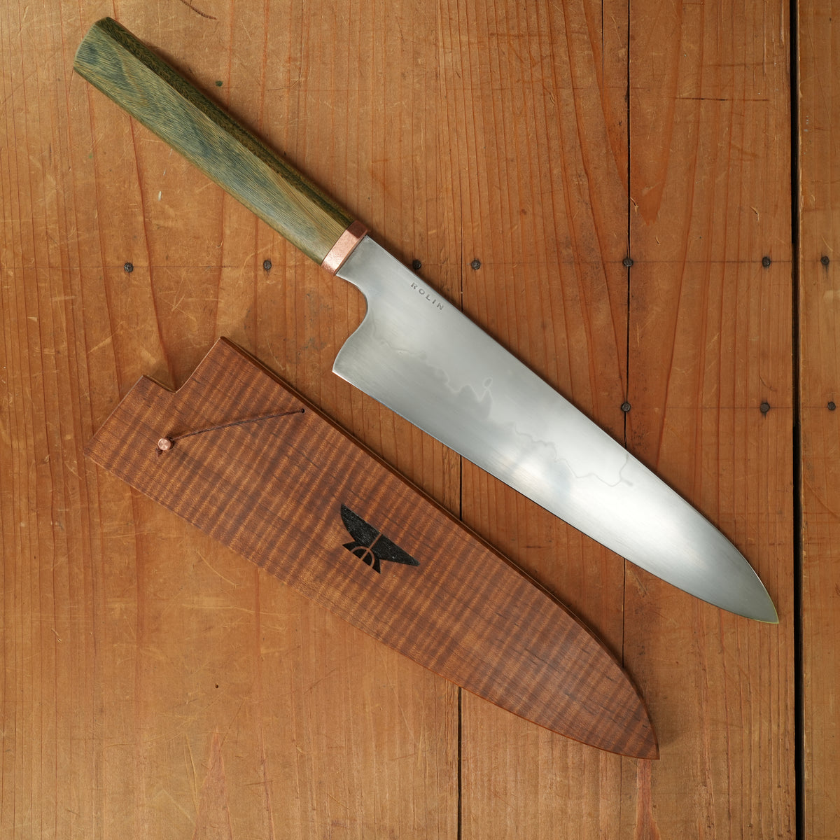 Rolin Knives Honyaki 210mm Gyuto W2 Carbon Argentine Lignum Vitae with Saya