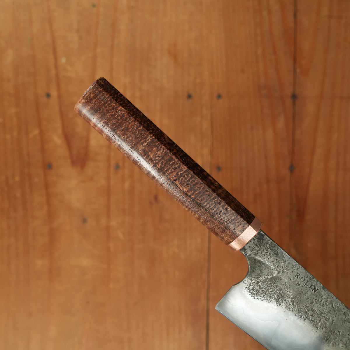 Rolin Knives GoMai 195mm Gyuto Lohman Carbon Spalted Maple & Copper with Saya