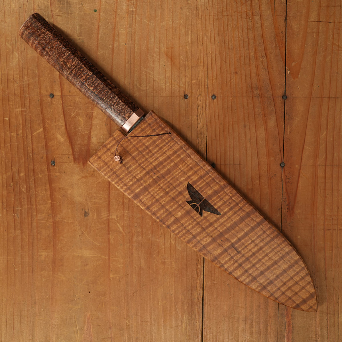Rolin Knives GoMai 195mm Gyuto Lohman Carbon Spalted Maple & Copper with Saya
