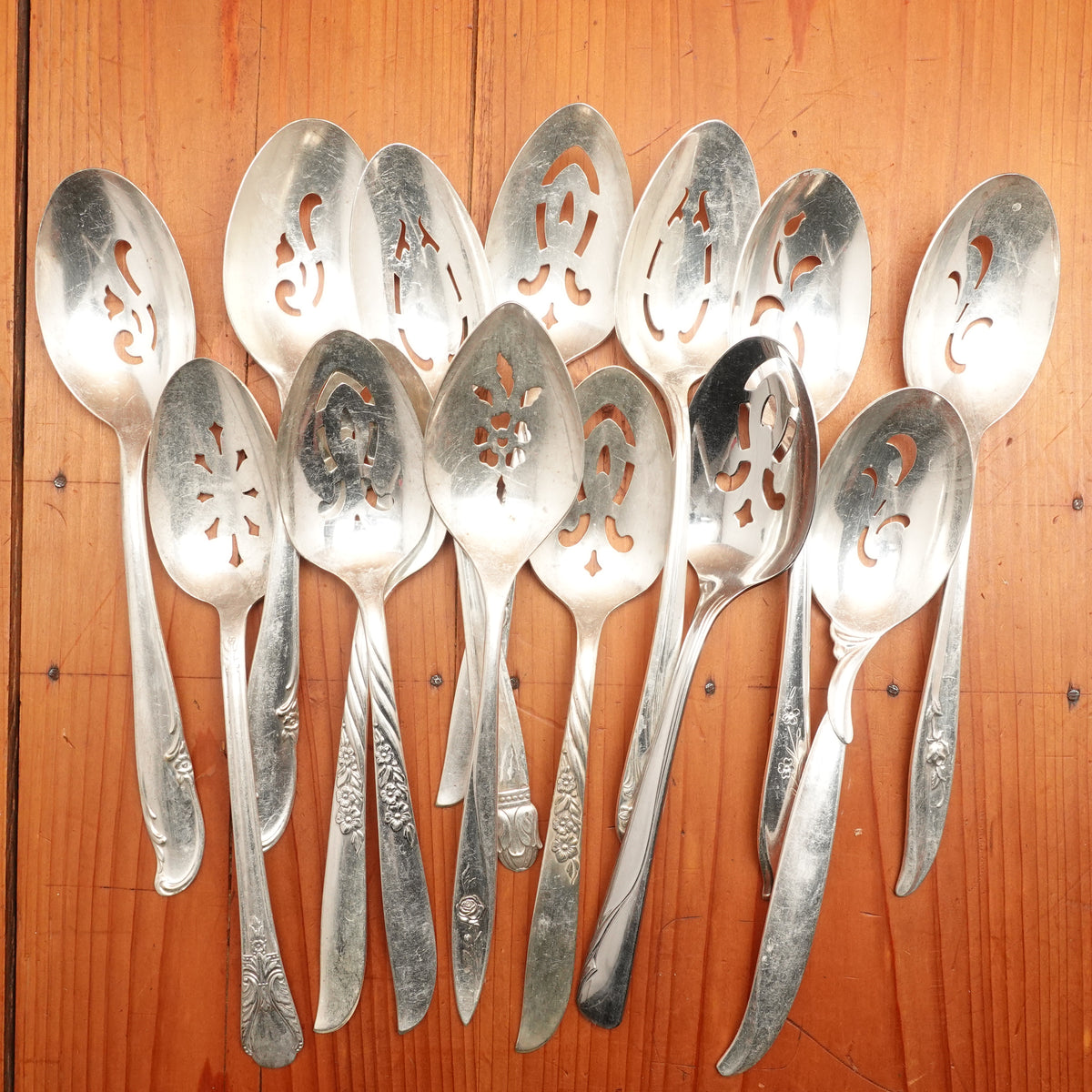 Vintage Large Silver Plate Slotted Spoon - 1 pc