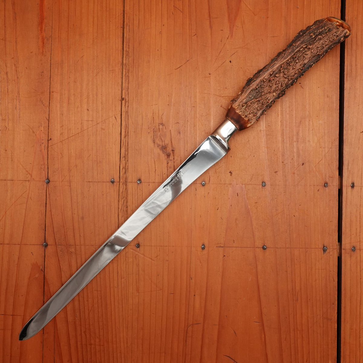 J A Henckels Friodur 3 Pc Carving Set Forged Stainless & Stag Solingen, Germany 1960-70s