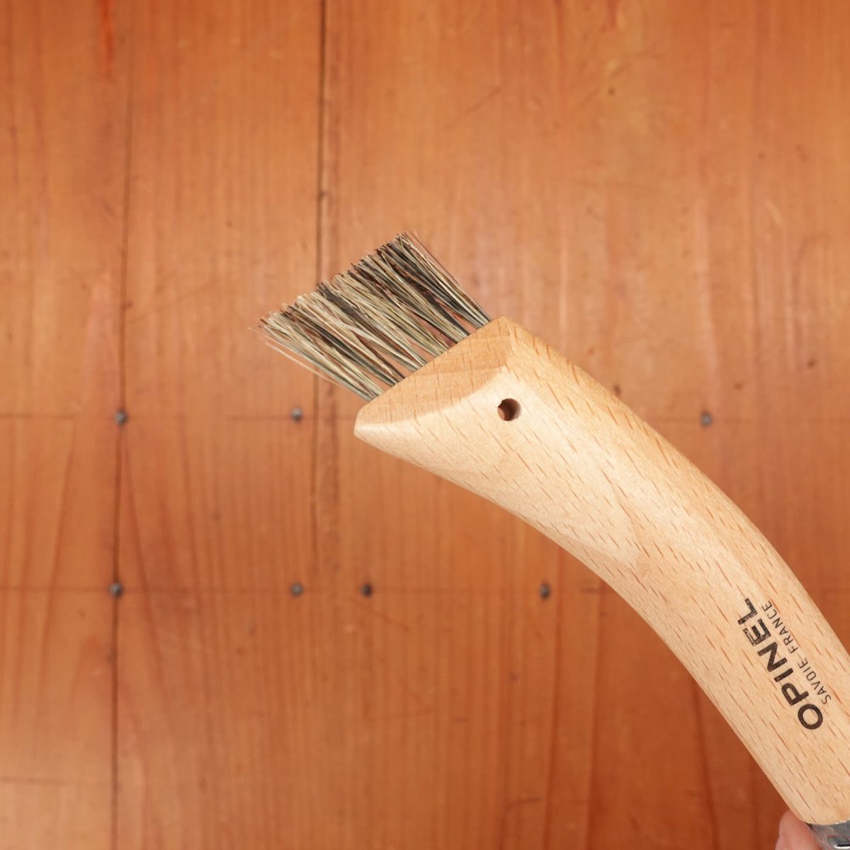 Opinel #8 Folding Mushroom Harvester Stainless Beechwood Handle with Brush