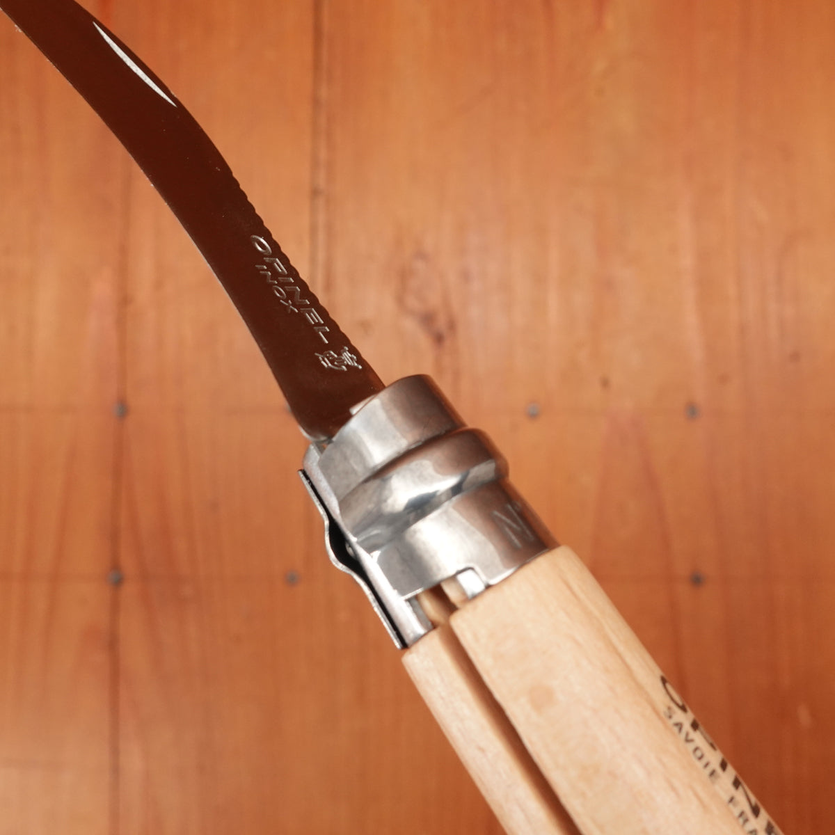 Opinel #8 Folding Mushroom Harvester Stainless Beechwood Handle with Brush