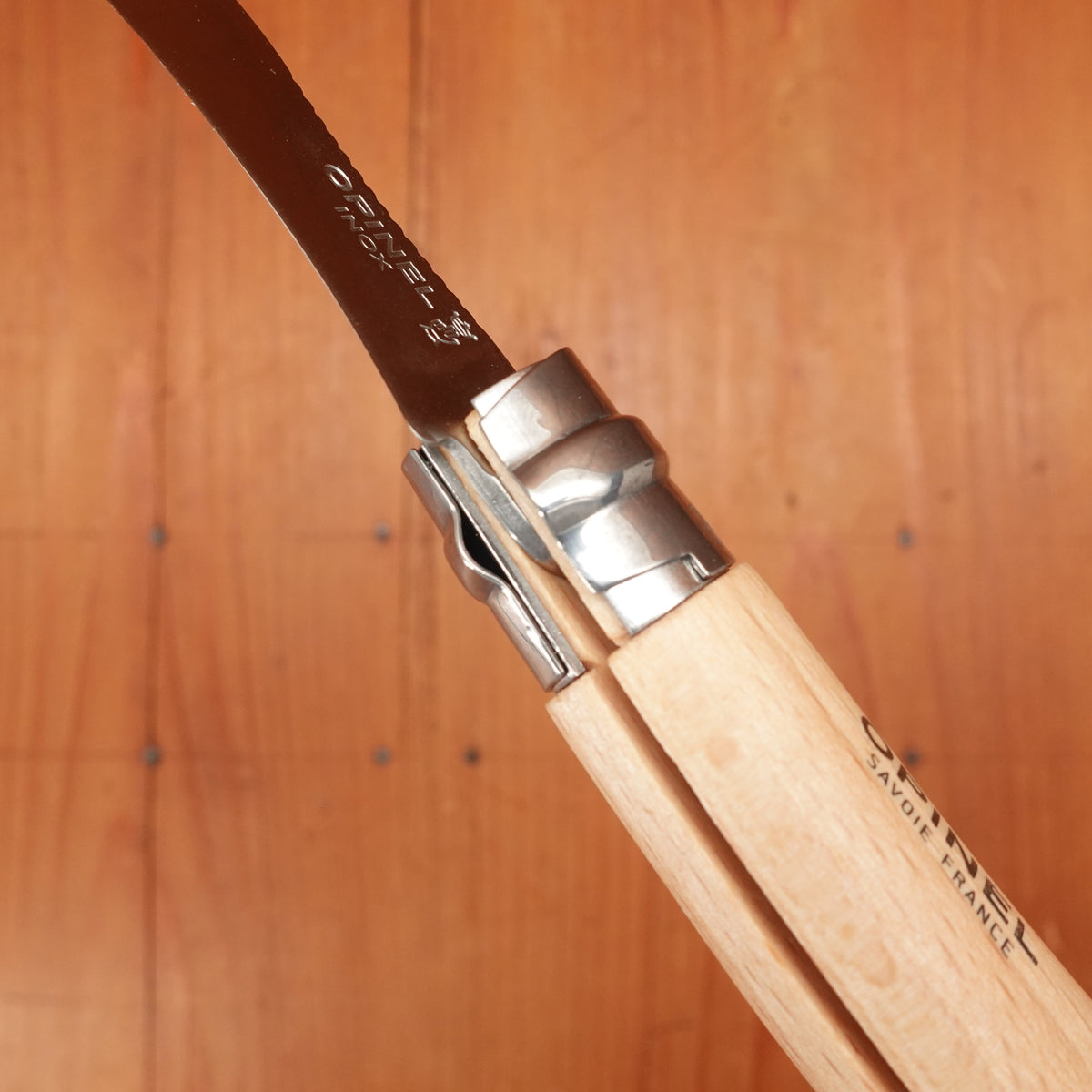 Opinel #8 Folding Mushroom Harvester Stainless Beechwood Handle with Brush