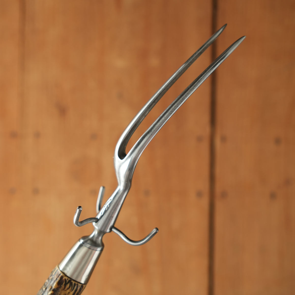 Will & Finck Buckhorn Carving Set Crown Stag German Silver Ferrules San Francisco, CA 1863-1906 - 3 Pieces