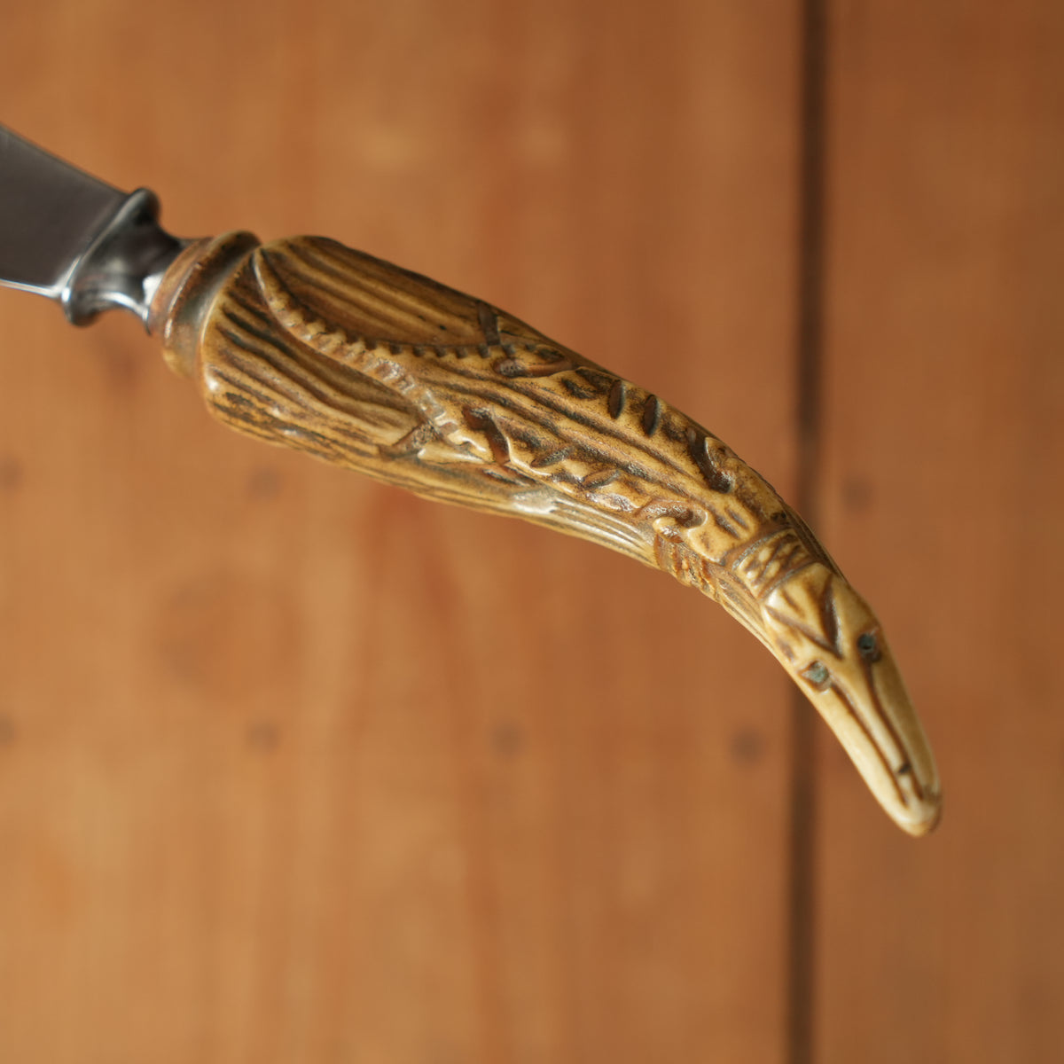 J Russell Green River Works Carving Set Carved Stag Alligators 1880-1920