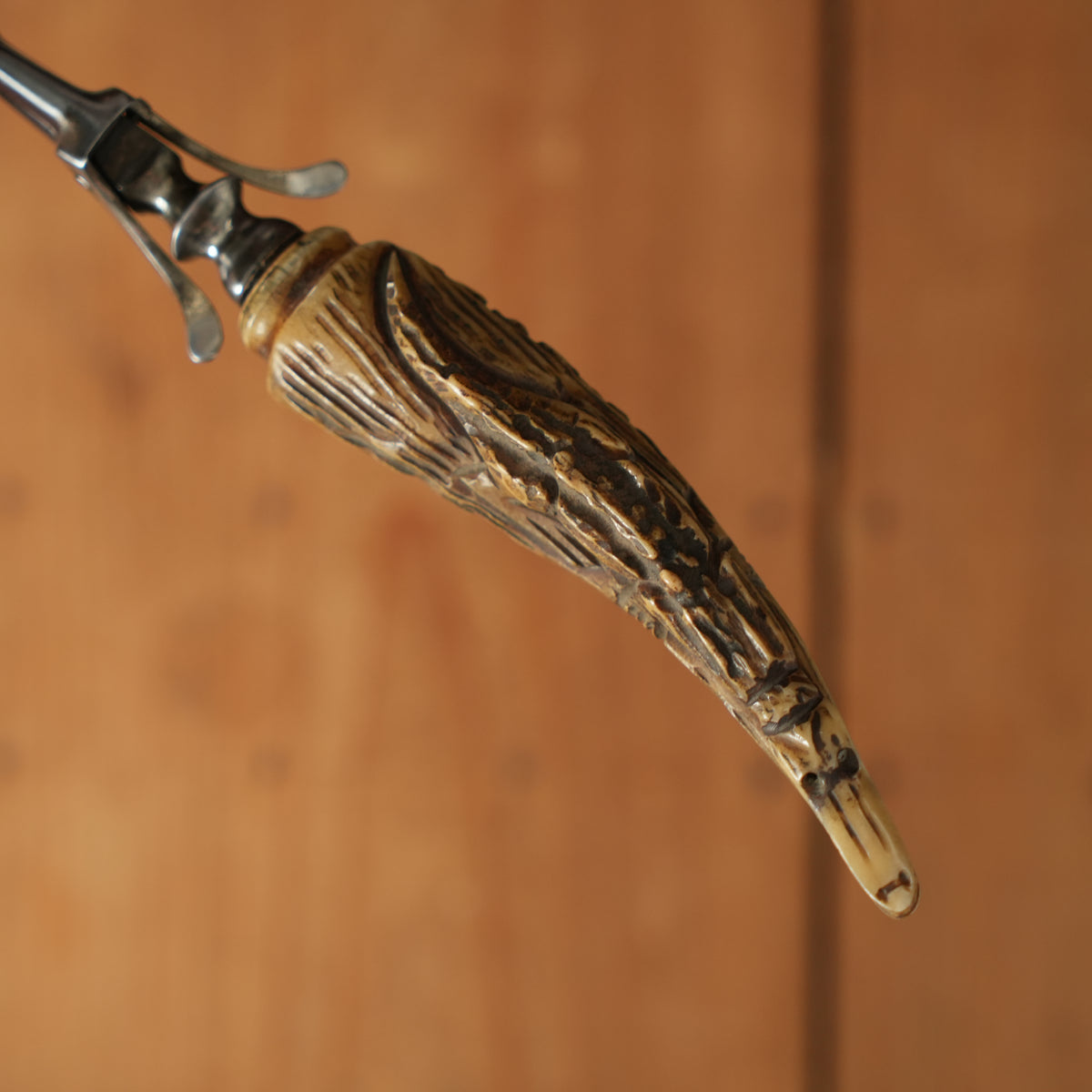 J Russell Green River Works Carving Set Carved Stag Alligators 1880-1920