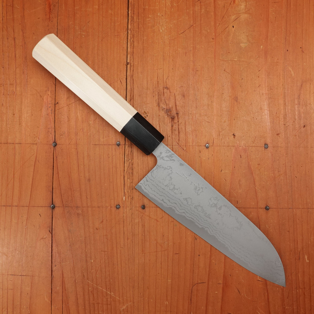 Hitohira GR 165mm Santoku Iron Clad Aogami 2 Damascus Ho Wood
