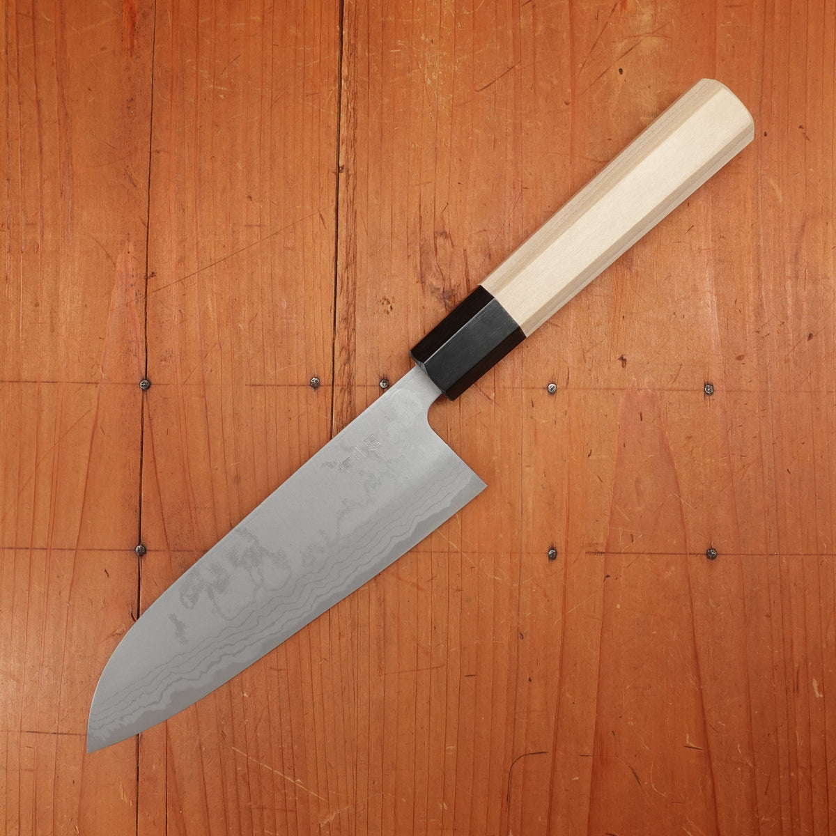 Hitohira GR 165mm Santoku Iron Clad Aogami 2 Damascus Ho Wood