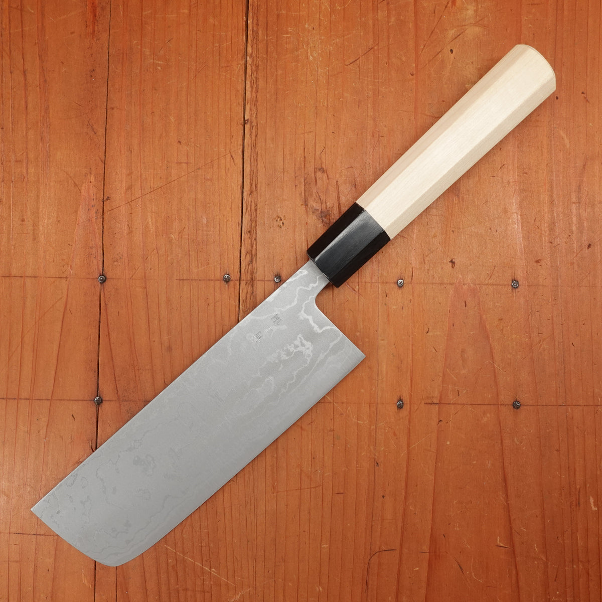 Hitohira GR 165mm Nakiri Iron Clad Aogami 2 Damascus Ho Wood