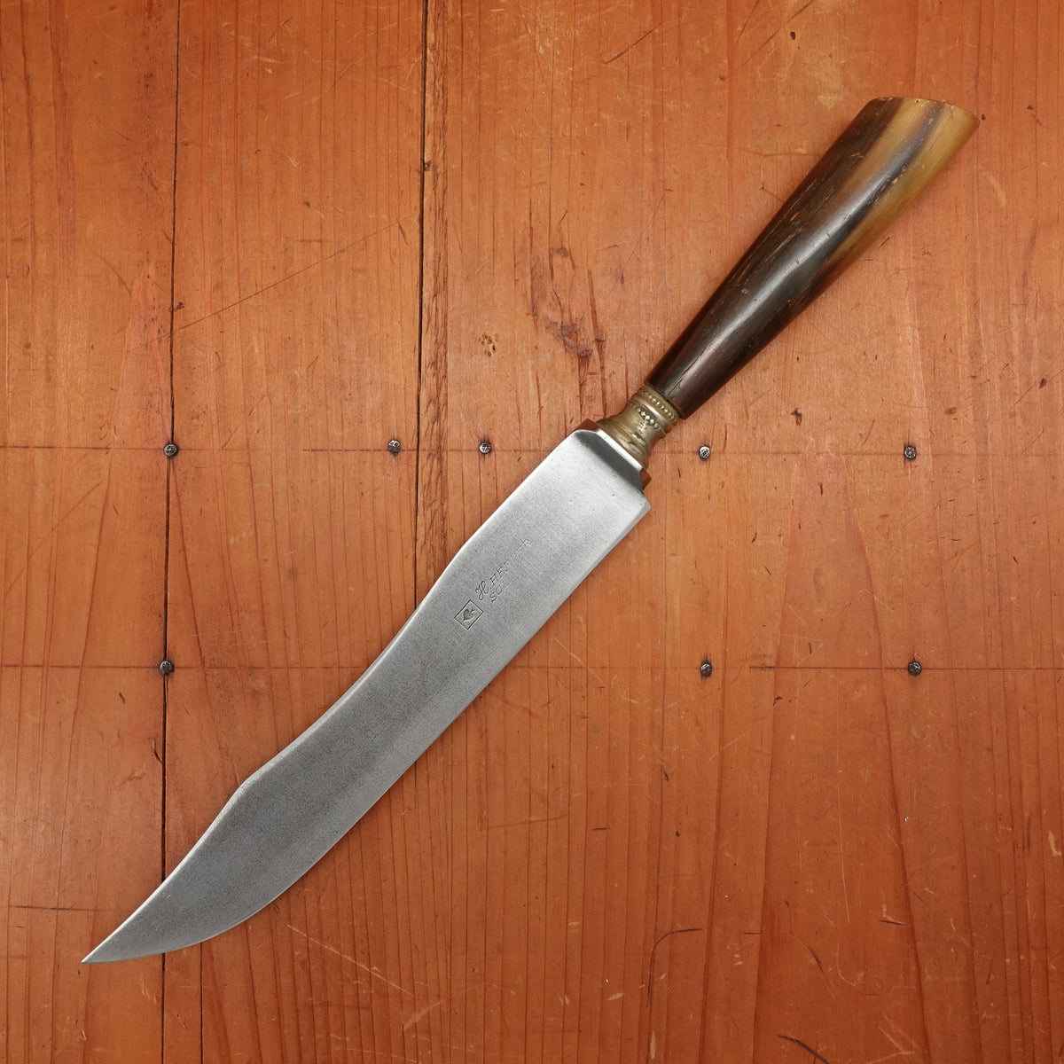 H Herder 7.75" Carving Knife Carbon Steel Horn Handle Solingen, Germany 1920-40