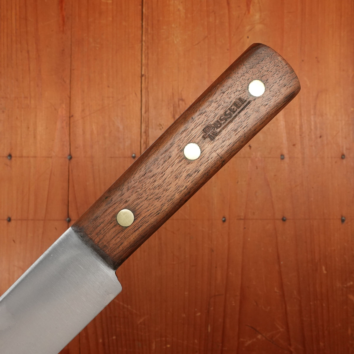 Russell 10.75" Scimitar Carbon Steel Sapele Wood Handle USA 1950-80