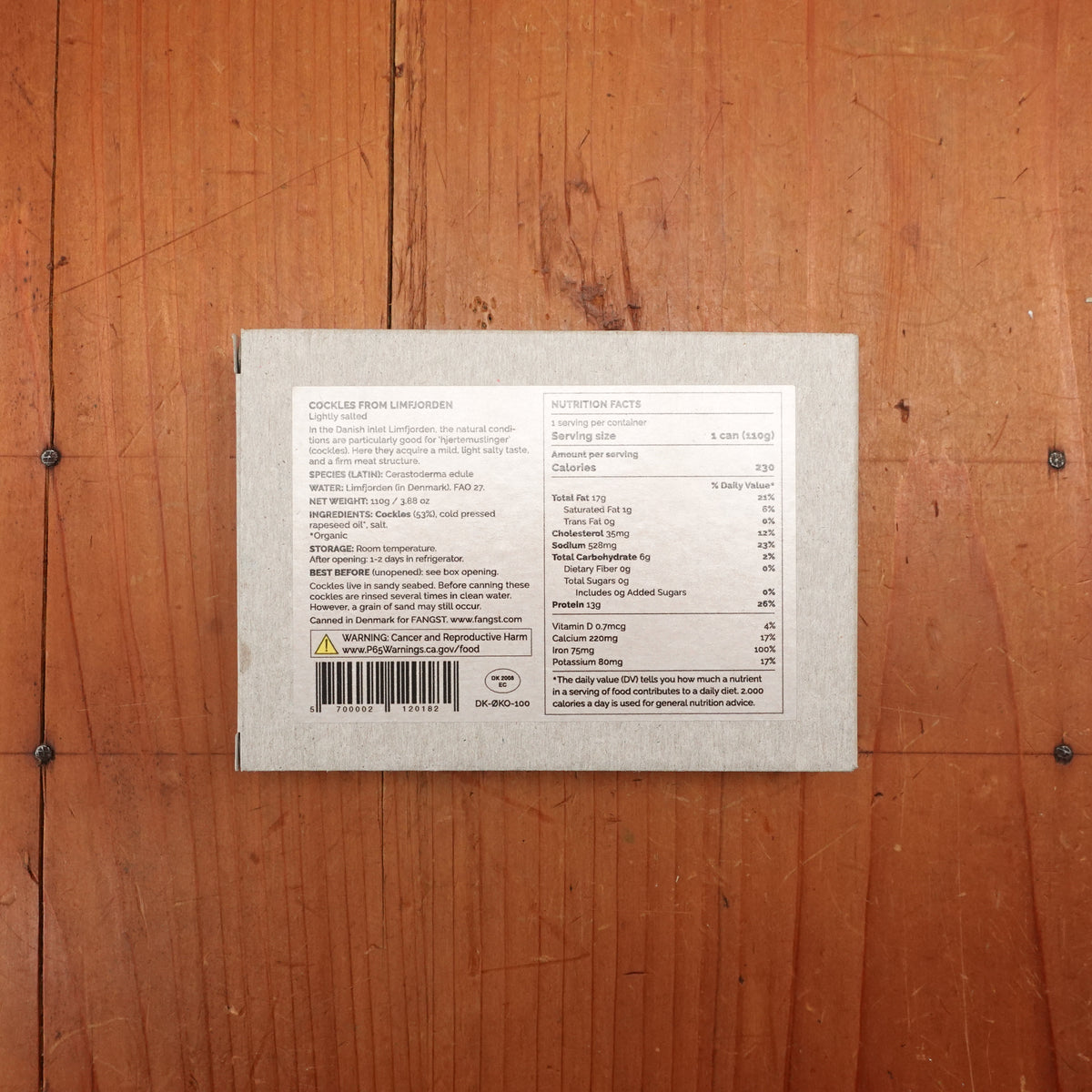 Fangst Hjertemusling Limfjord Cockles in Cold Pressed Rapeseed Oil - 100g