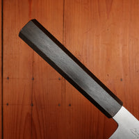 Sakai Kikumori Nakagawa V10 180mm Santoku VG10 Damascus Oak Handle with Saya