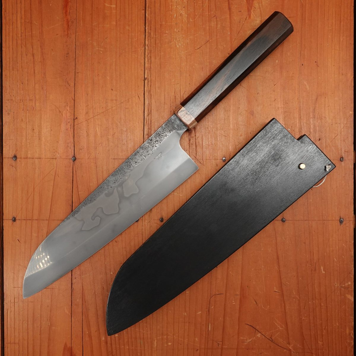 Rolin Knives Honyaki 210mm Gyuto W2 Forge Finish Ebony Spalted Maple with Saya