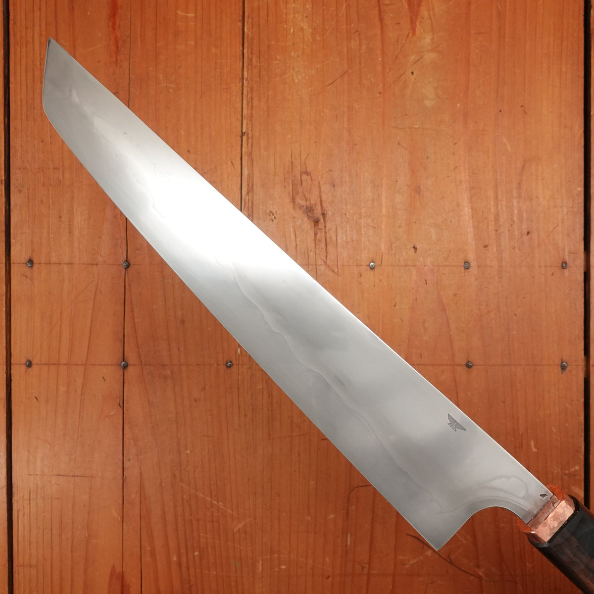 Rolin Knives Honyaki 250mm Sakimaru Sujihiki W2 Textured Ebony & Copper with Saya