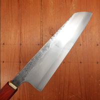 Rolin Knives Honyaki 200mm Bunka 26c3 Forge Finish Padauk & Textured Brass with Saya