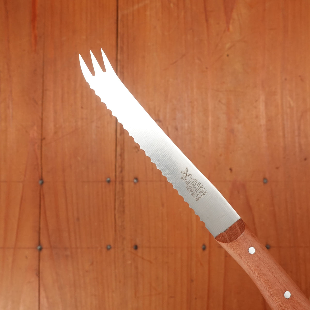 Windmühlenmesser 4" Gabelspitz Cheese Knife Stainless Plum Handle