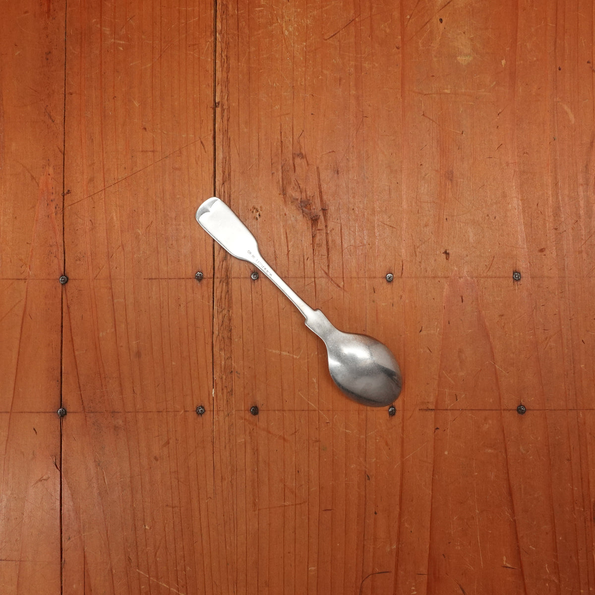Old English Fiddle Coffee Spoon Stainless Yorkshire Rose Tumbled Finish