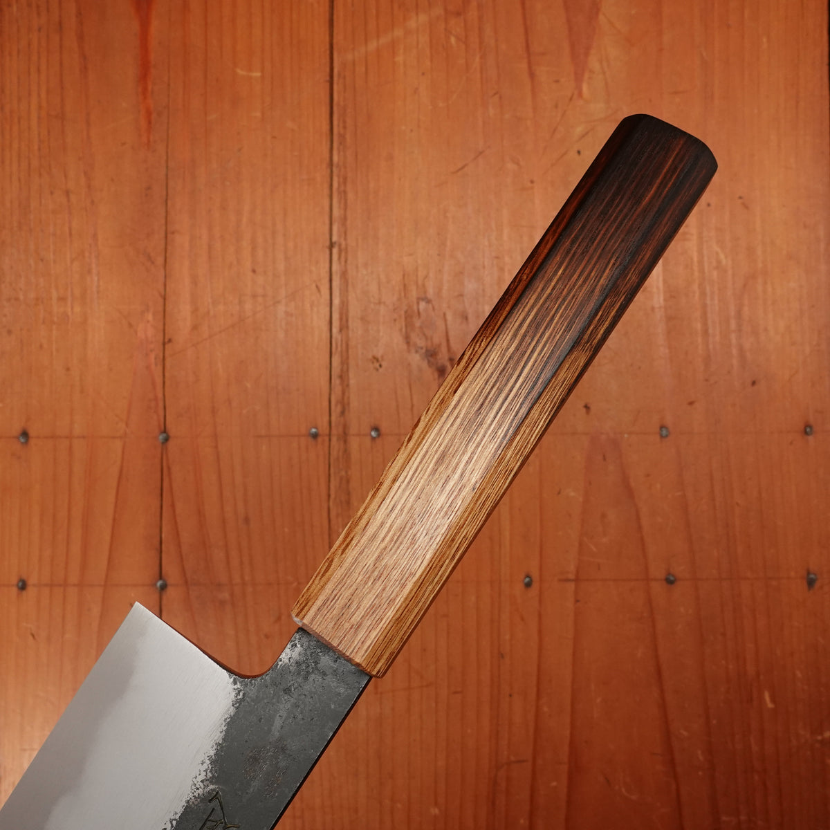 Hado Sumi 240mm Gyuto Shirogami 2 Kurouchi Finish Burnt Oak Handle