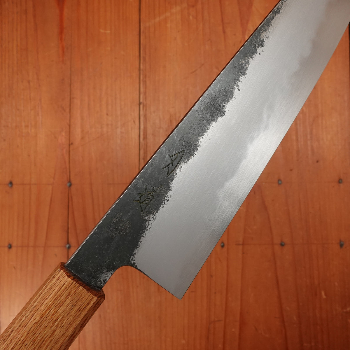 Hado Sumi 240mm Gyuto Shirogami 2 Kurouchi Finish Burnt Oak Handle