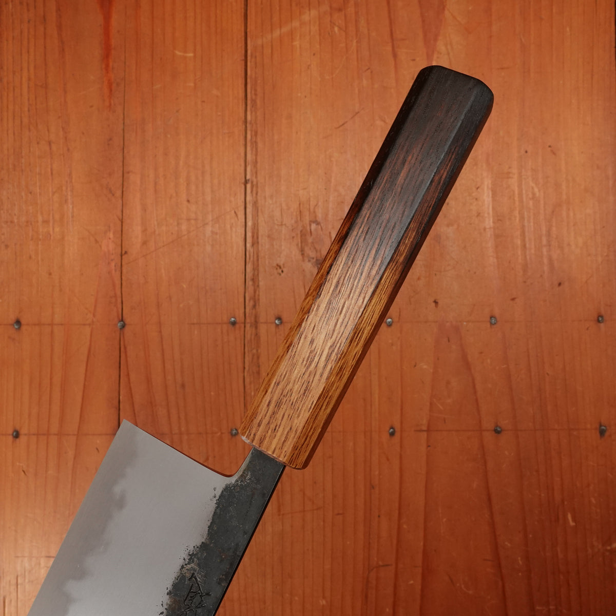 Hado Sumi 165mm Nakiri Shirogami 2 Kurouchi Finish Burnt Oak Handle