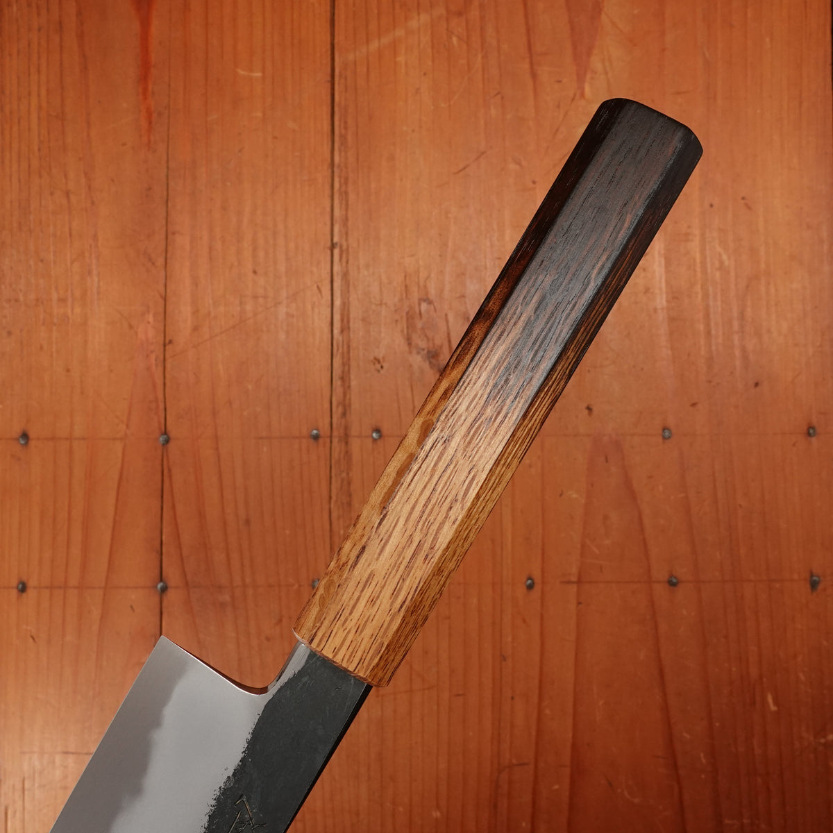 Hado Sumi 210mm Gyuto Shirogami 2 Kurouchi Finish Burnt Oak Handle