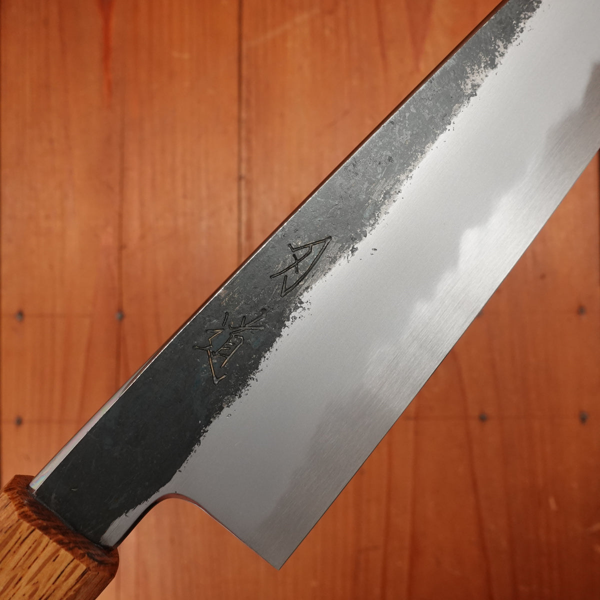 Hado Sumi 210mm Gyuto Shirogami 2 Kurouchi Finish Burnt Oak Handle