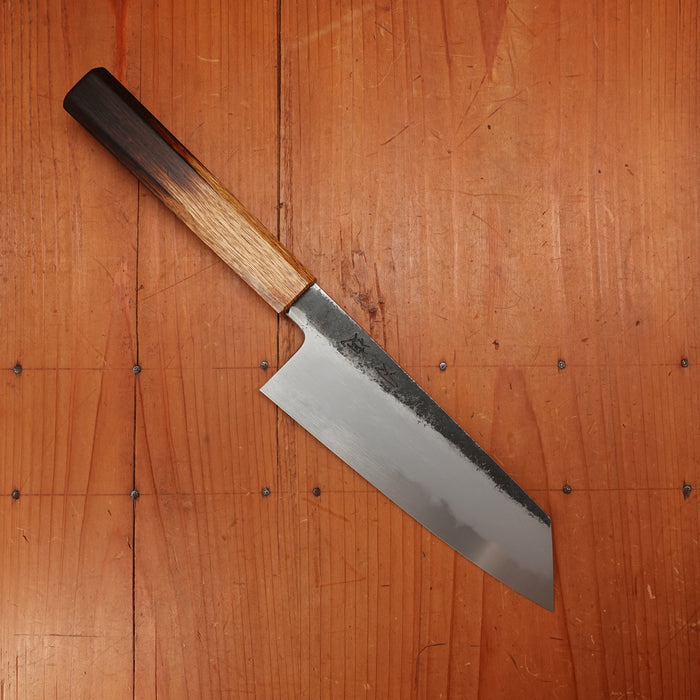 Hado Sumi 180mm Bunka Shirogami 2 Kurouchi Finish Burnt Oak Handle
