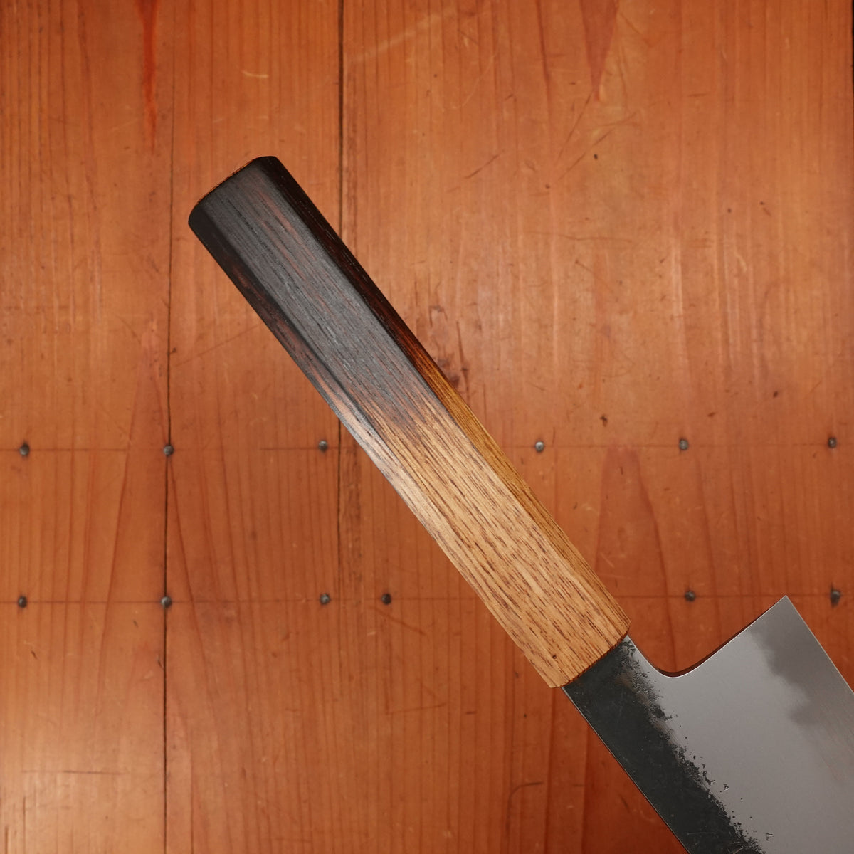Hado Sumi 180mm Bunka Shirogami 2 Kurouchi Finish Burnt Oak Handle
