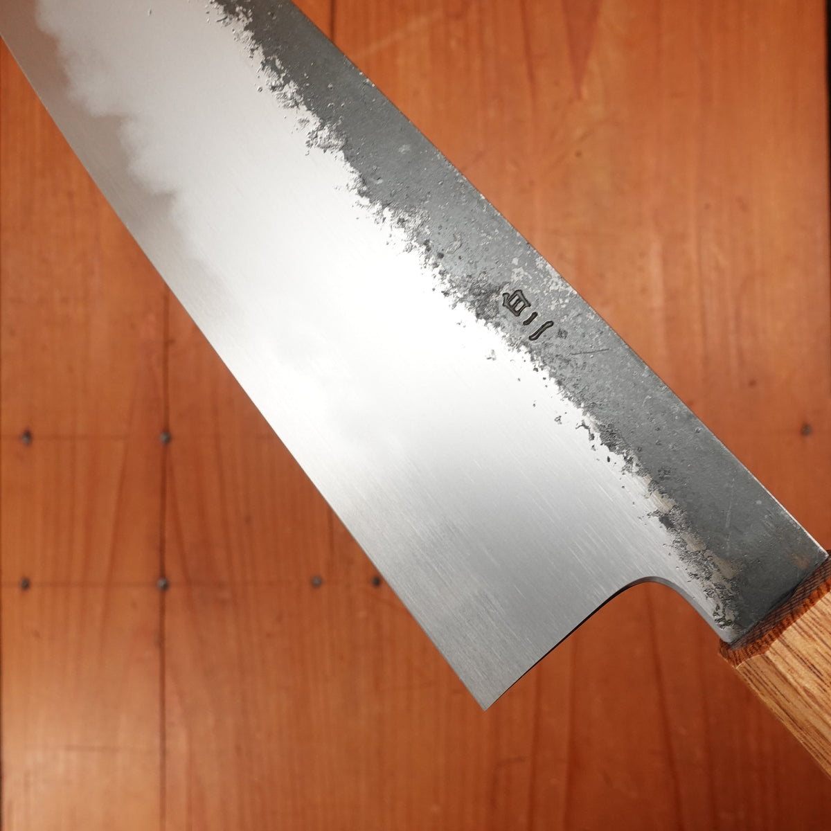 Hado Sumi 180mm Bunka Shirogami 2 Kurouchi Finish Burnt Oak Handle