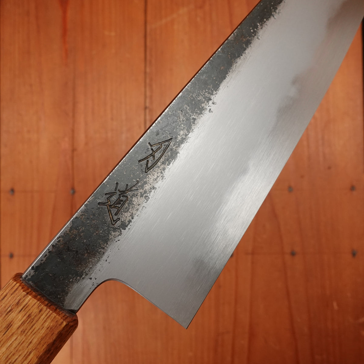 Hado Sumi 180mm Bunka Shirogami 2 Kurouchi Finish Burnt Oak Handle