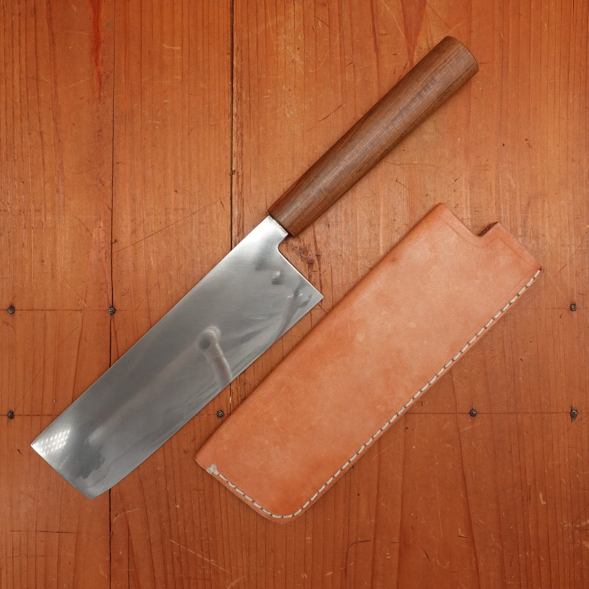 AZ Knives 180mm Nakiri UHB20C Honyaki Lapacho Handle with Leather Sheath