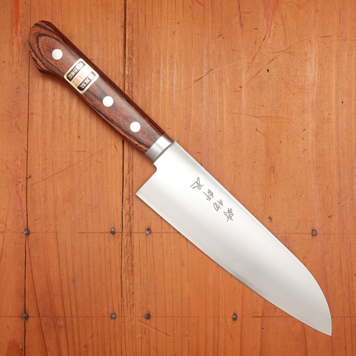 Hitohira Imojiya MZ 165mm Santoku VG1 Imitation Mahogany Handle