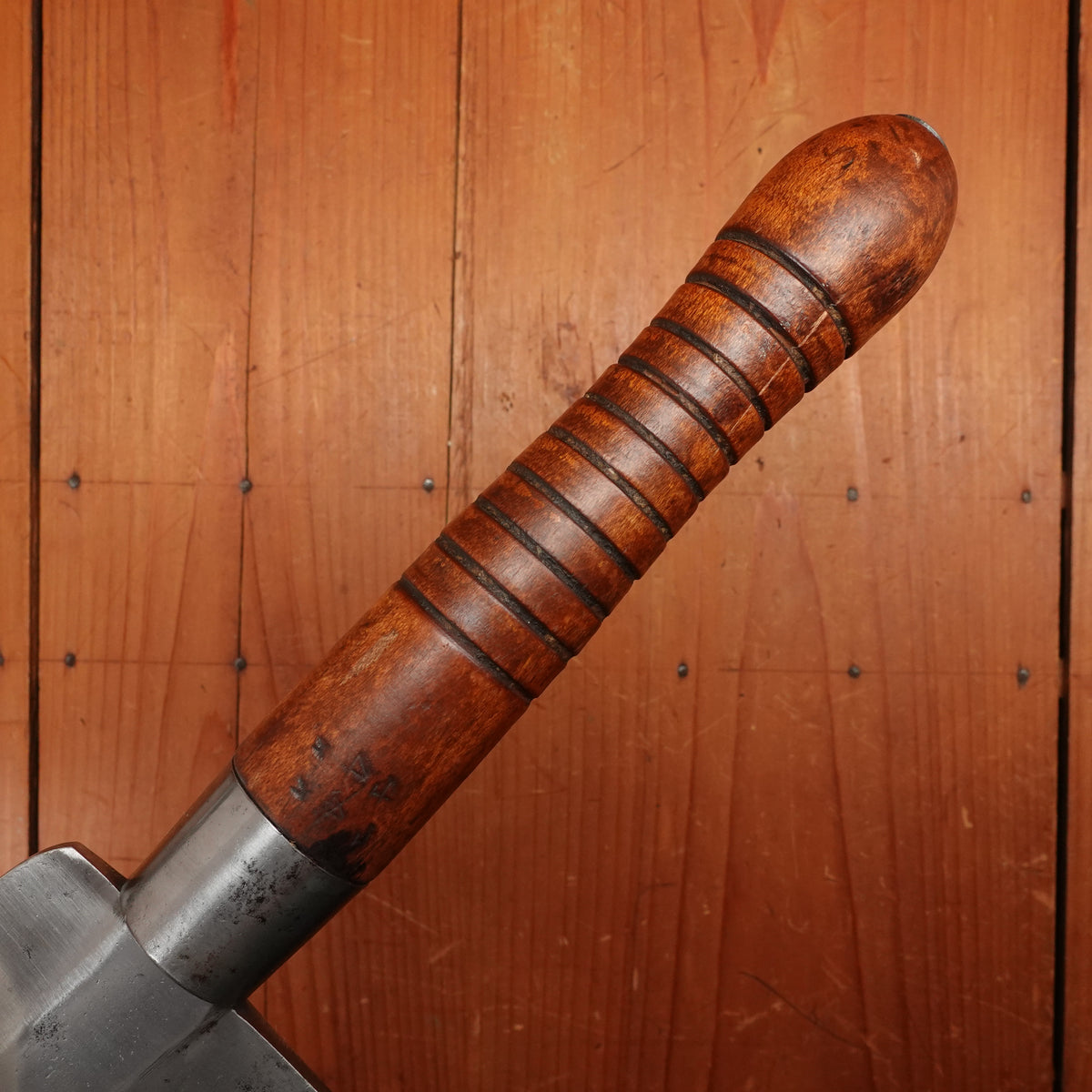 WM Beatty & Son 7" Cleaver Hand Forged Carbon Steel Turned Handle Chester PA USA 1880s-1900