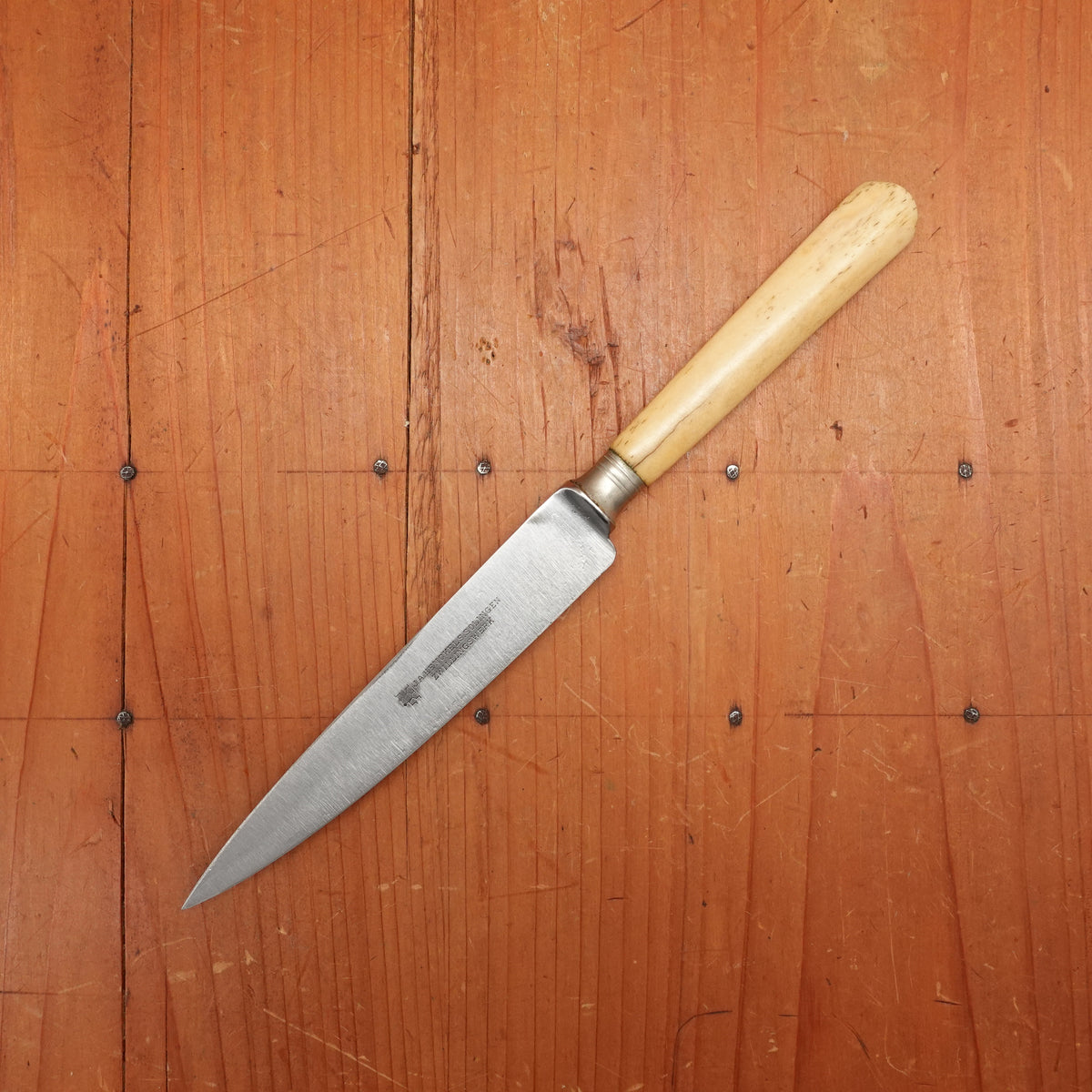 Assorted BC Historically Inaccurate J A Henckels 5-5.5" Paring Knives Carbon Steel Cow Bone Handle Solingen, Germany