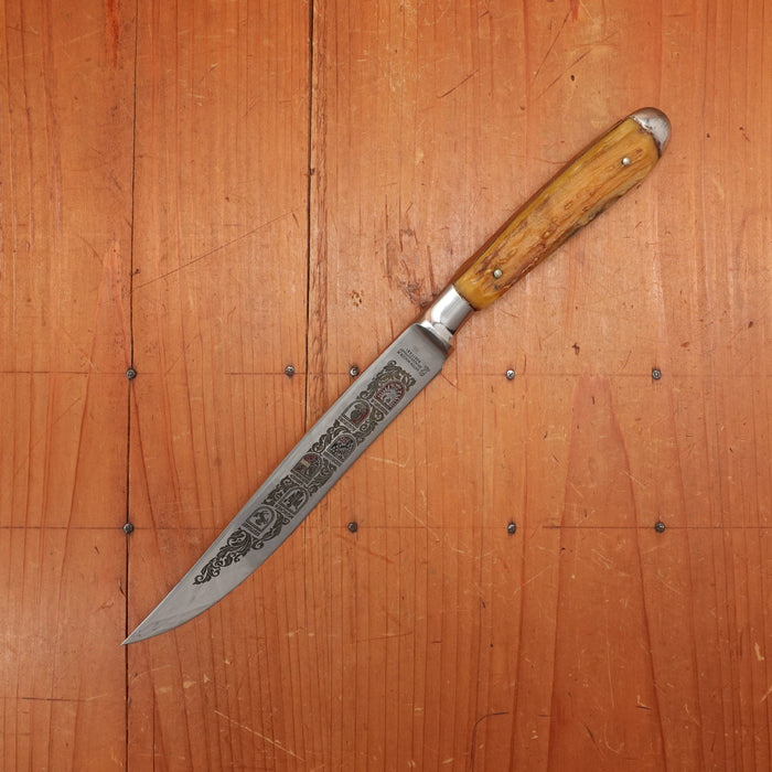 Wingen Solingen 6.25" Sm Carving Knife Forged Stainless Stag Handles 1950-70s
