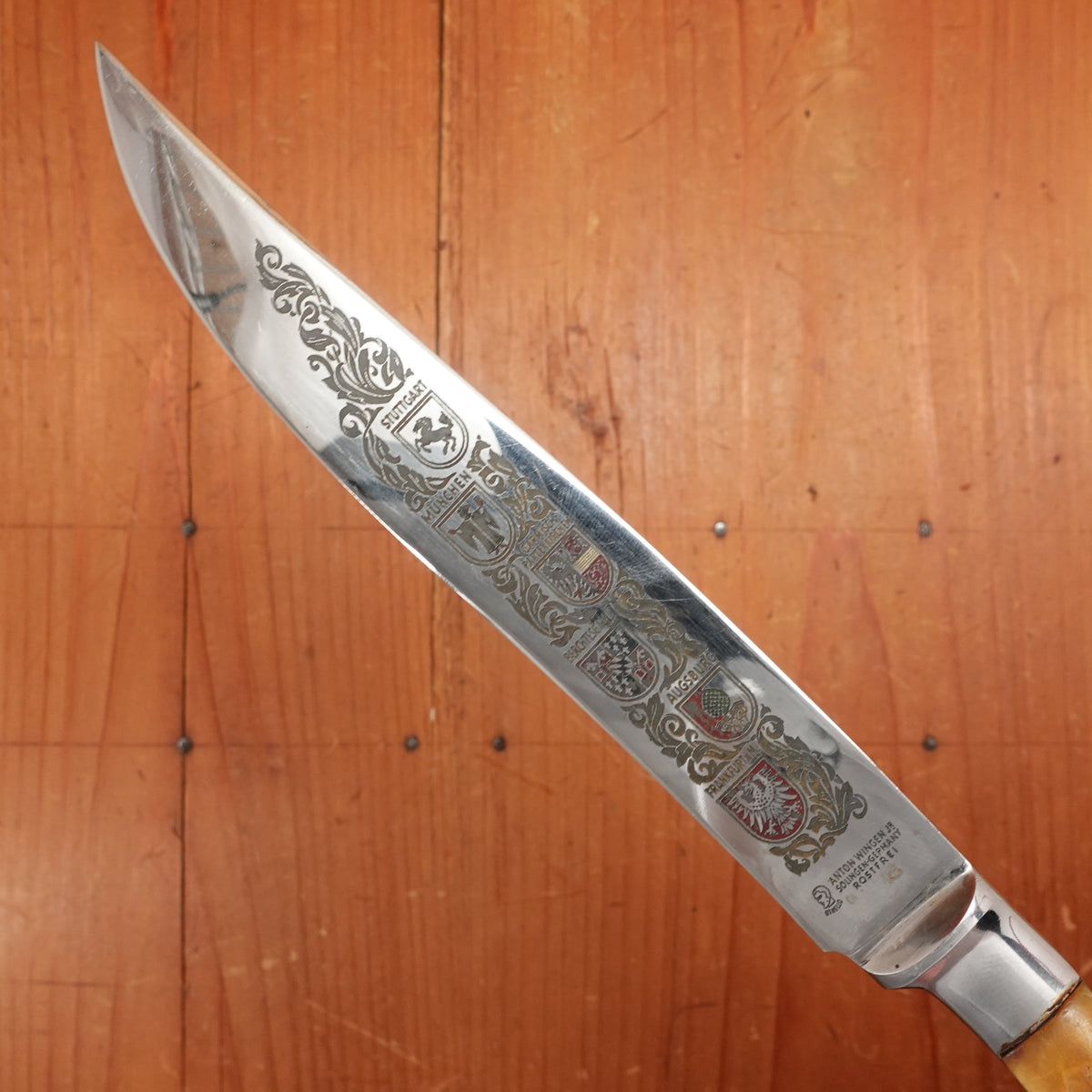 Wingen Solingen 6.25" Sm Carving Knife Forged Stainless Stag Handles 1950-70s