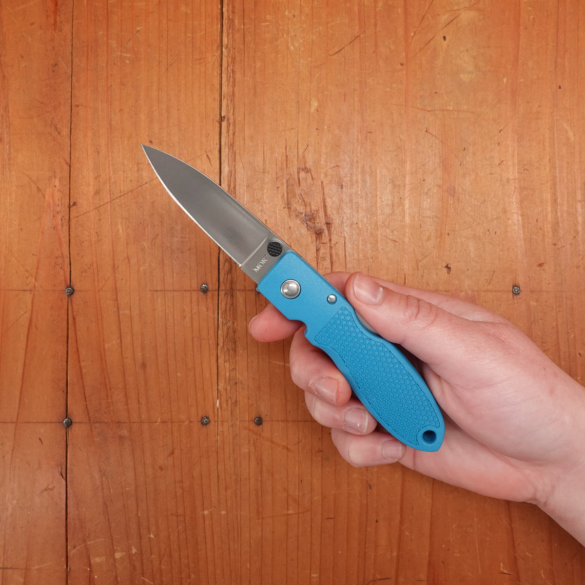 MOKI Coupe Folding Knife AUS-8 Lockback Grilon Grayish Blue Handle
