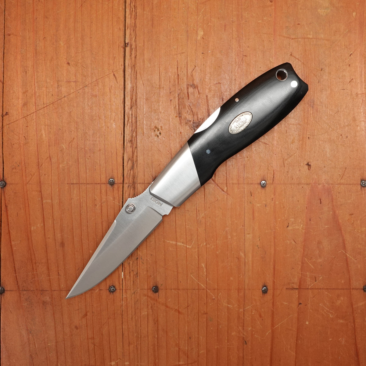 MOKI Kingfisher Folding Knife Linen Micarta Handle with Sheath