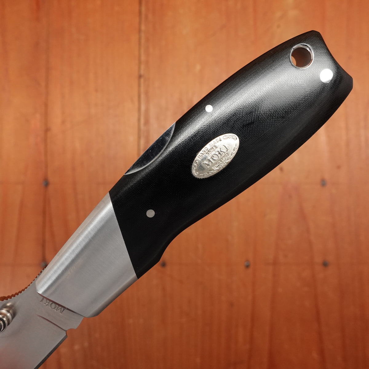 MOKI Kingfisher Folding Knife Linen Micarta Handle with Sheath