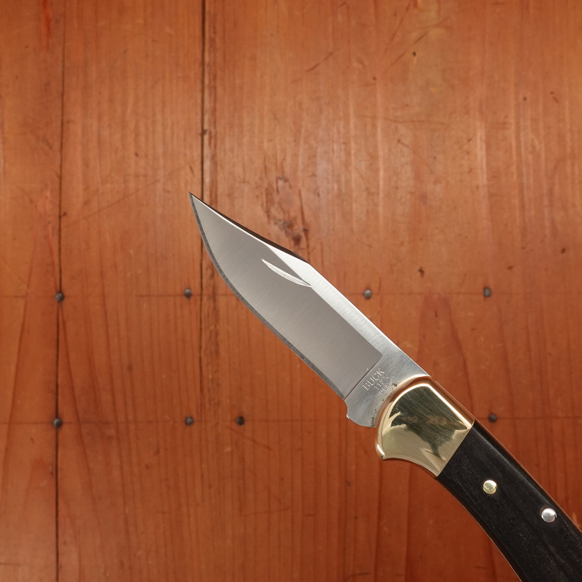 Buck 112 Ranger 3” Clip Point 420HC Lockback Ebony Handle with Leather Sheath