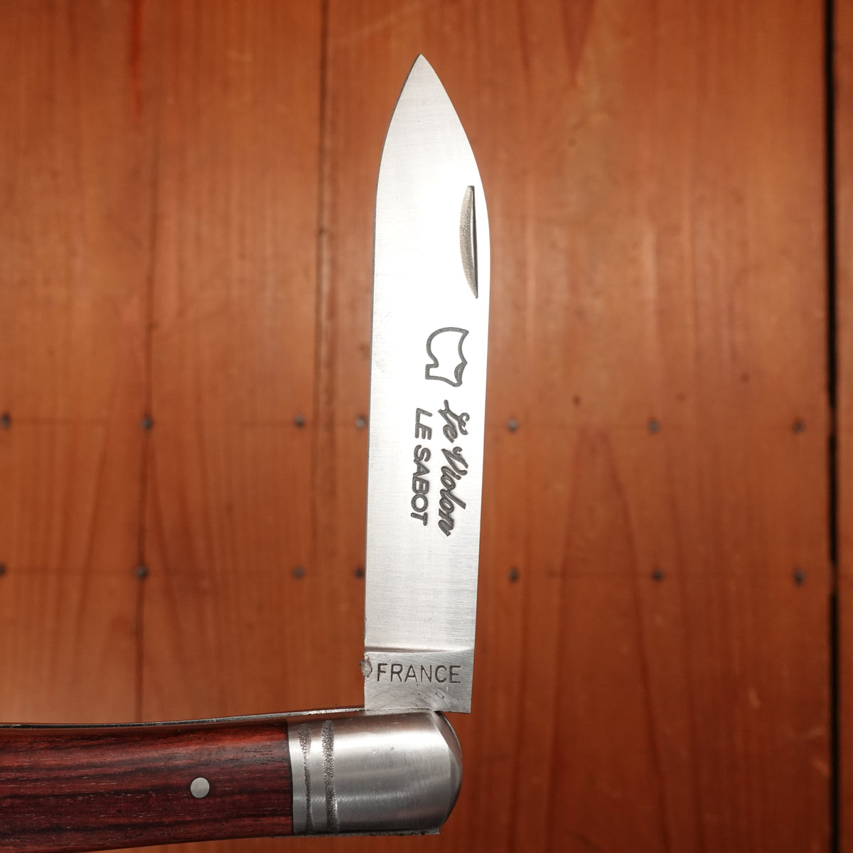 Au Sabot Le Violon 10.5cm Pocket Knife Drop Point Stainless Violetwood Handle