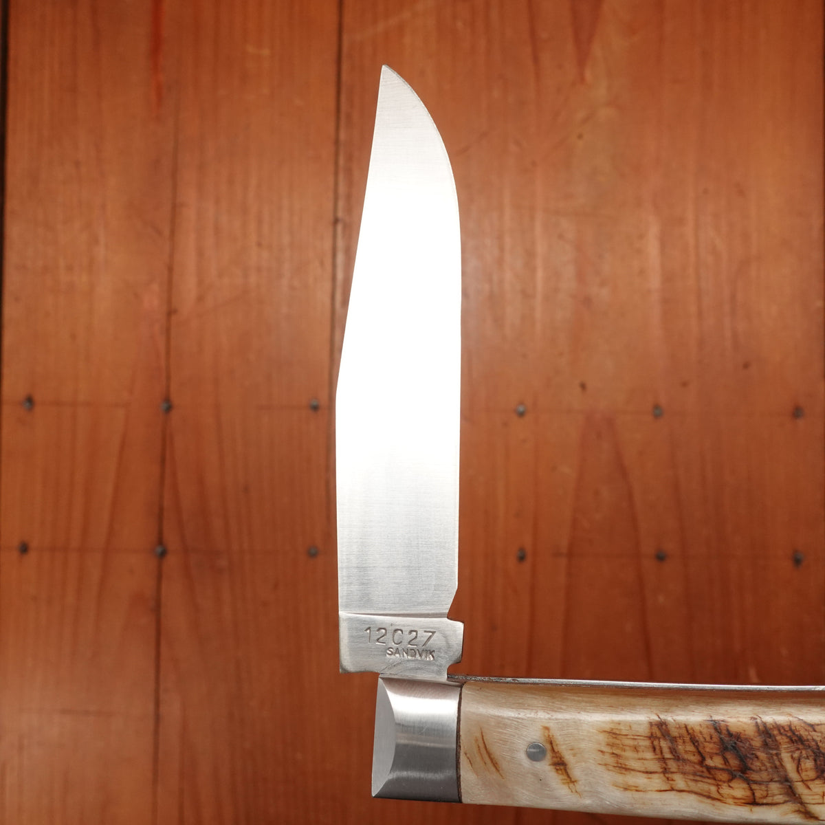 Au Sabot U Montagnolu 11.5cm Pocket Knife Clip Point Stainless Ram Horn Handle