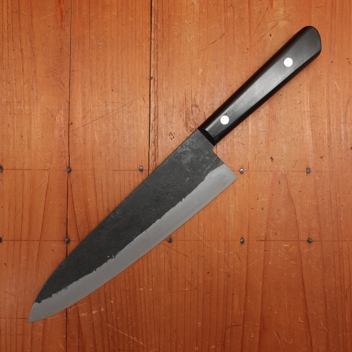 Morihei Hisamoto 210mm Gyuto Iron Clad Shirogami 1 Kurouchi Pakka Handle (No Bolster)